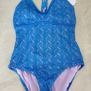 Gorgeous Blue &Lite Purple One Piece Bathing Suit